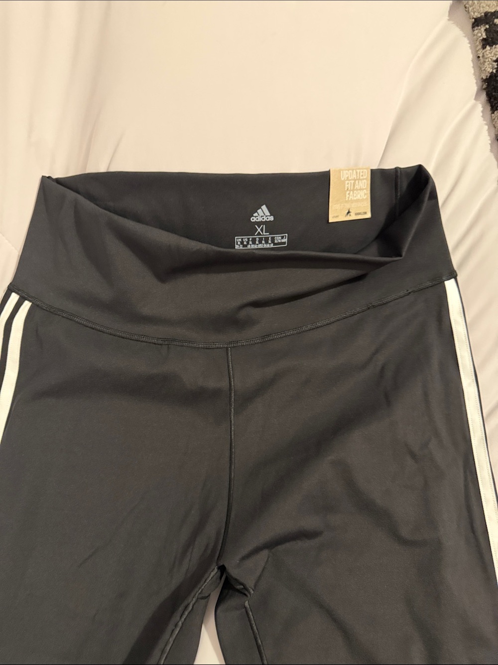 Adidas Black Athletic Leggings with White Stripes - XL